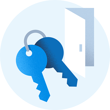 illustration of keys and a door meant to represent moving into a new home